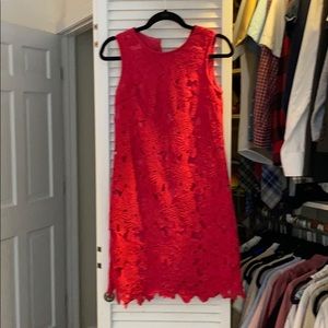 Francescas Hot Pink Lined Shit Lace Dress